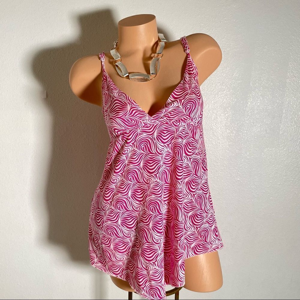 Twinklzzz Sz M/L Red Geometric Print Spaghetti Adjustable Straps Summer Cute Top